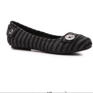 Dr scholls gray and white stripe flats